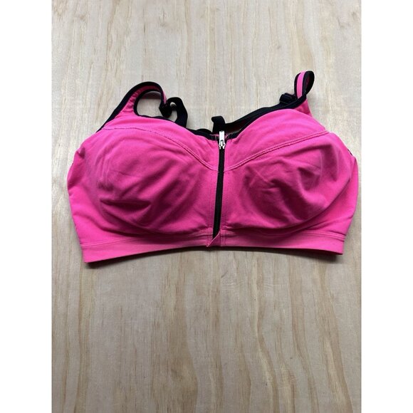Victoria Secret Sports Bra VSX Hot Pink Razor Back Underwire Zip Front 38DD - Picture 1 of 7